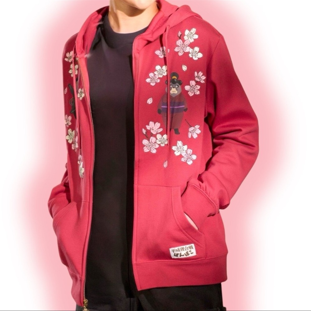 Studio Ghibli Pom Poko Cherry Blossom Zip Hoodie